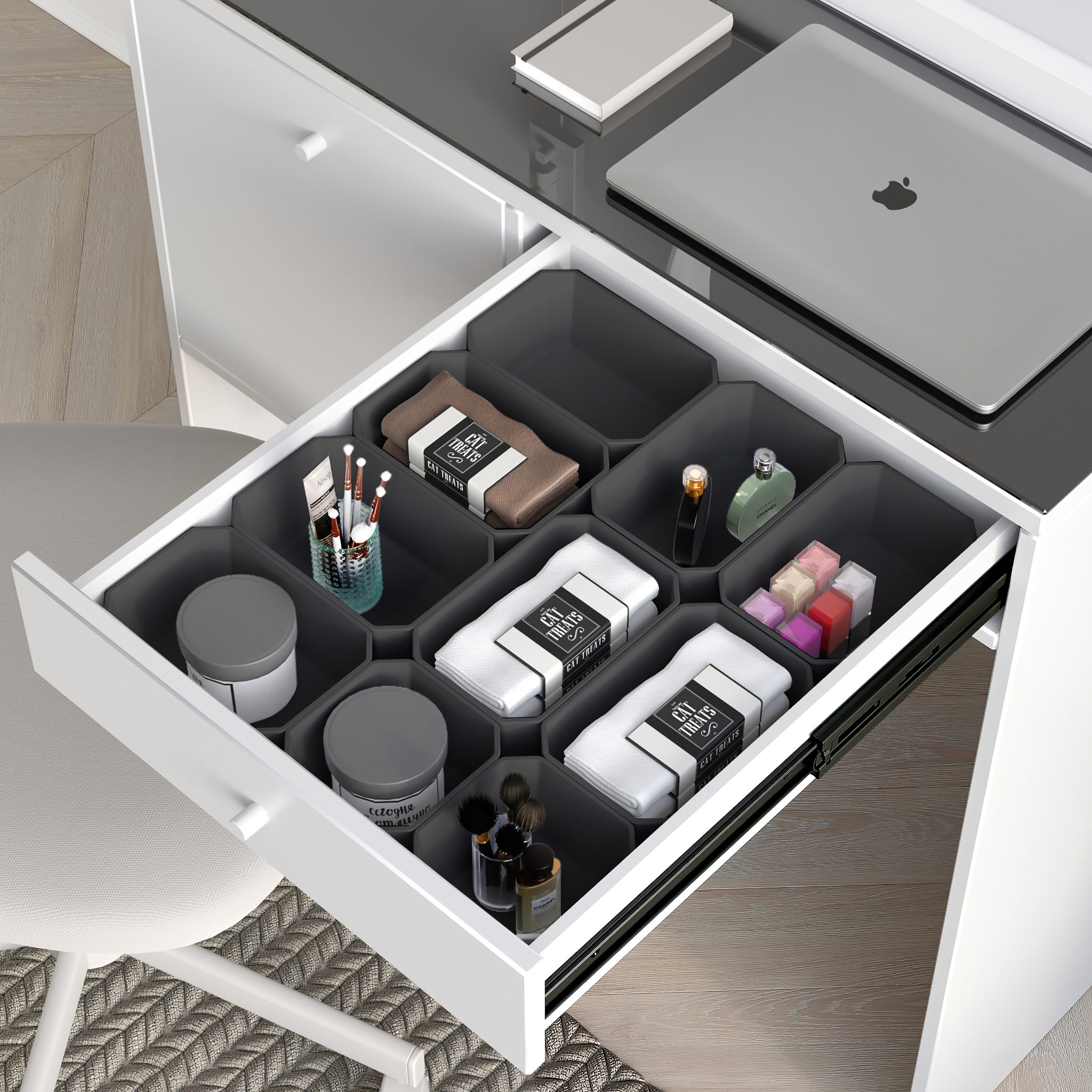 Bins for bathroom drawer organizers Tidy HR Plus