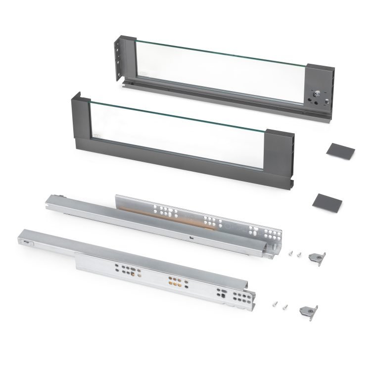 Vertex External drawer 40kg with glass side panel height 131mm, depth 450mm