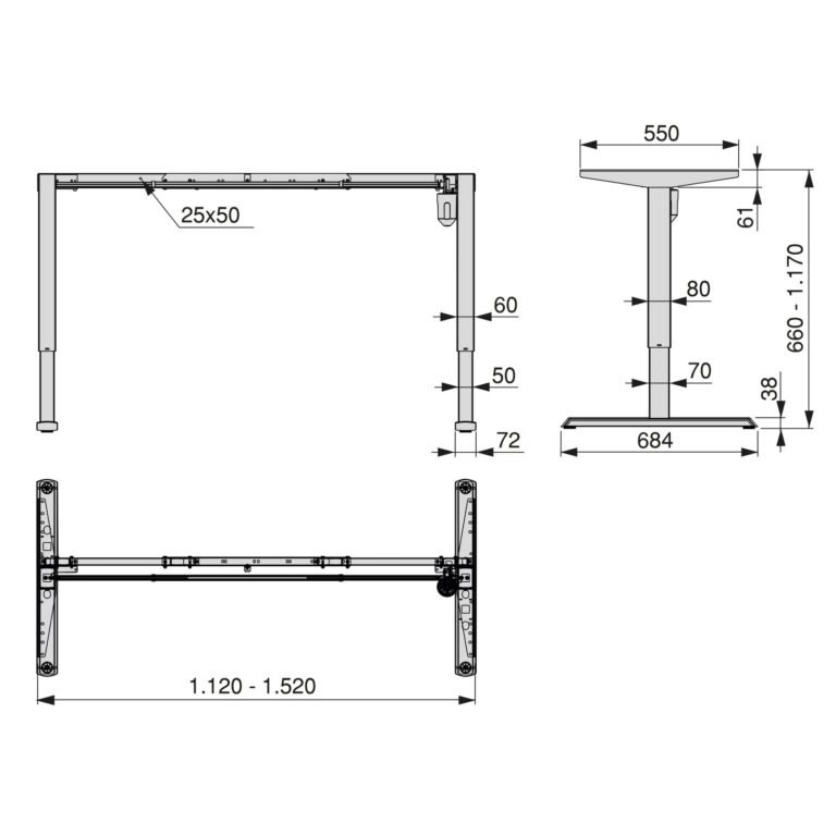 Lift Table motorised height-adjustable table, Steel, White painted thumbnail 4